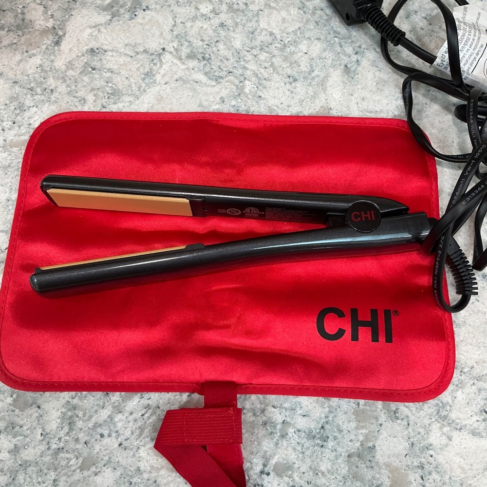 CHI GF1595 1" Digital Ceramic Flat Iron Charc Sparkle Hair Straightener+Heat Bag